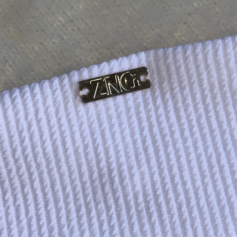 ZNG Pink and White Asymmetrical One-Piece Swimsuit - Picture 5 of 7